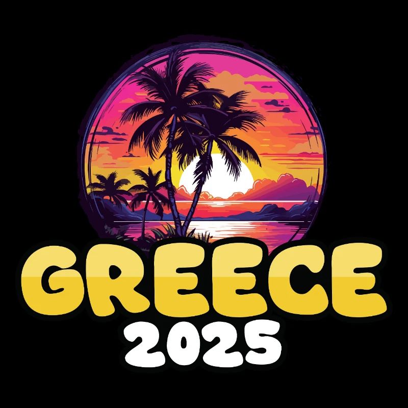 Grèce 2025 Palmiers Multicolore