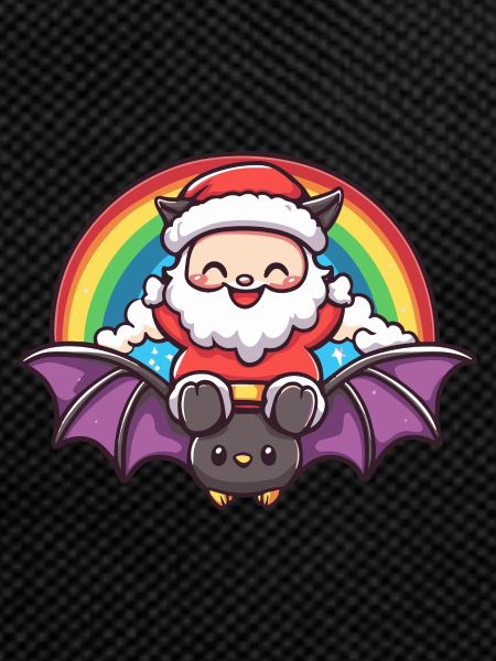 Bat Santa Claus Rainbow