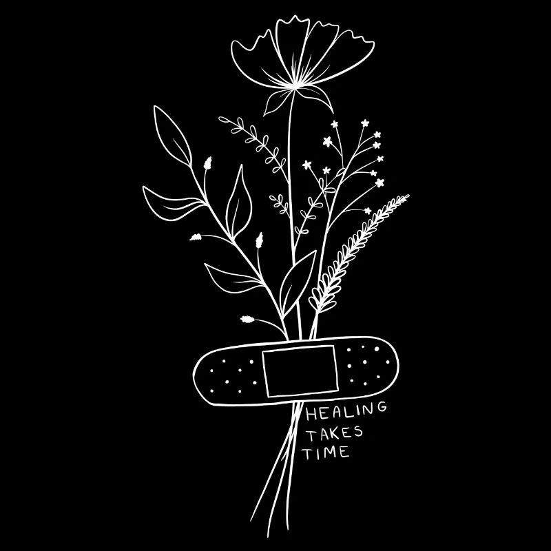 La guérison prend du temps | Citation florale minimaliste