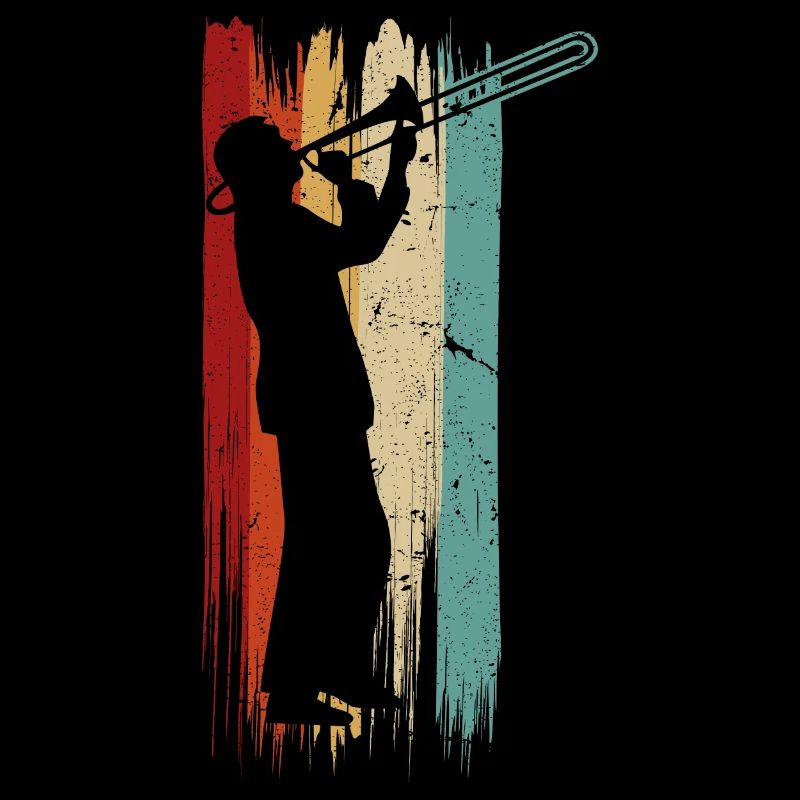 Retro Trombone Player Graphic Trombonist