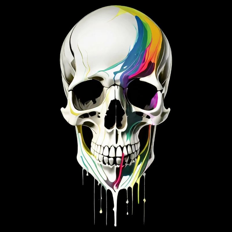 Skull with paint running down it