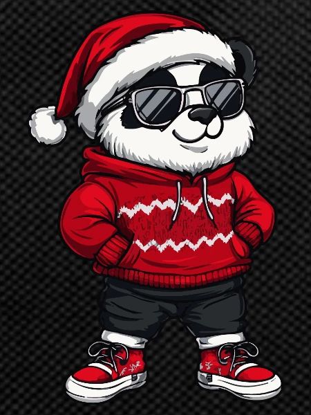 Panda Christmas Comic Cool