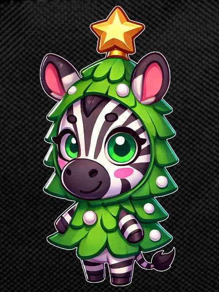 Zebra Christmas Tree Costume Cartoon