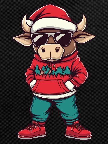 Bull Christmas Comic Cool Taurus