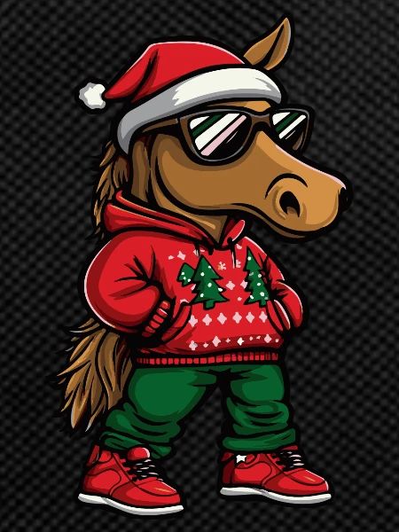 Horse Christmas Comic Cool