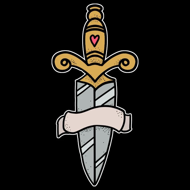 Traditionnelle couteau à épée tatouage avec bannière