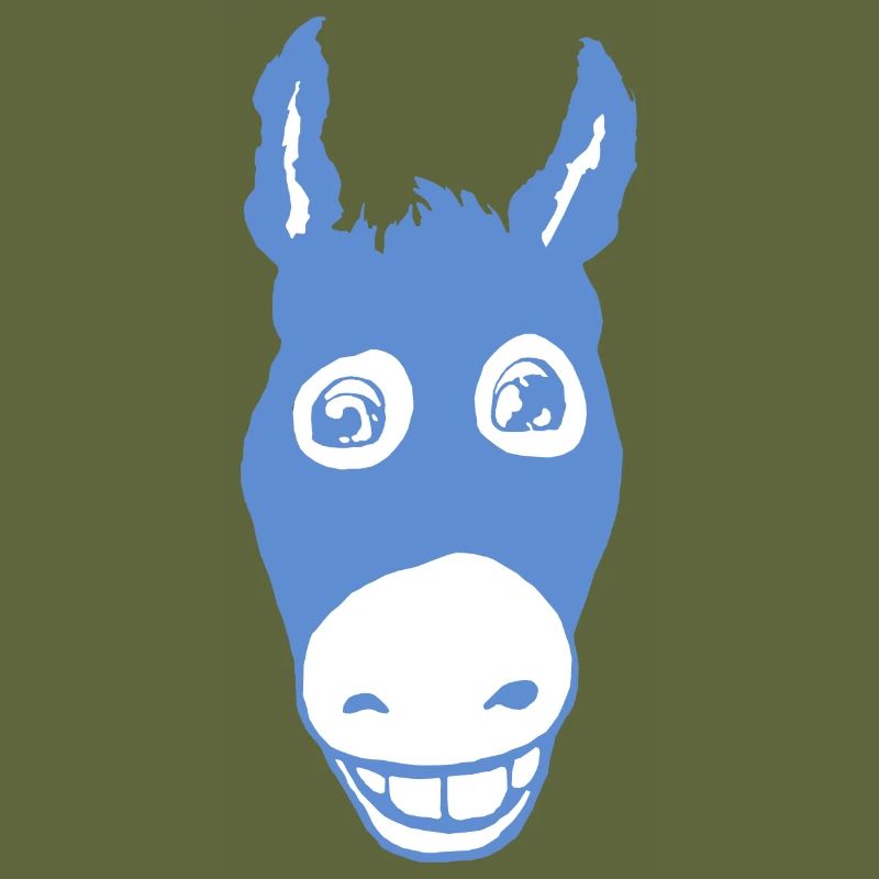 Smiling donkey blue