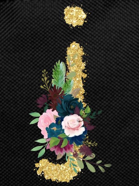 Letter j gold floral