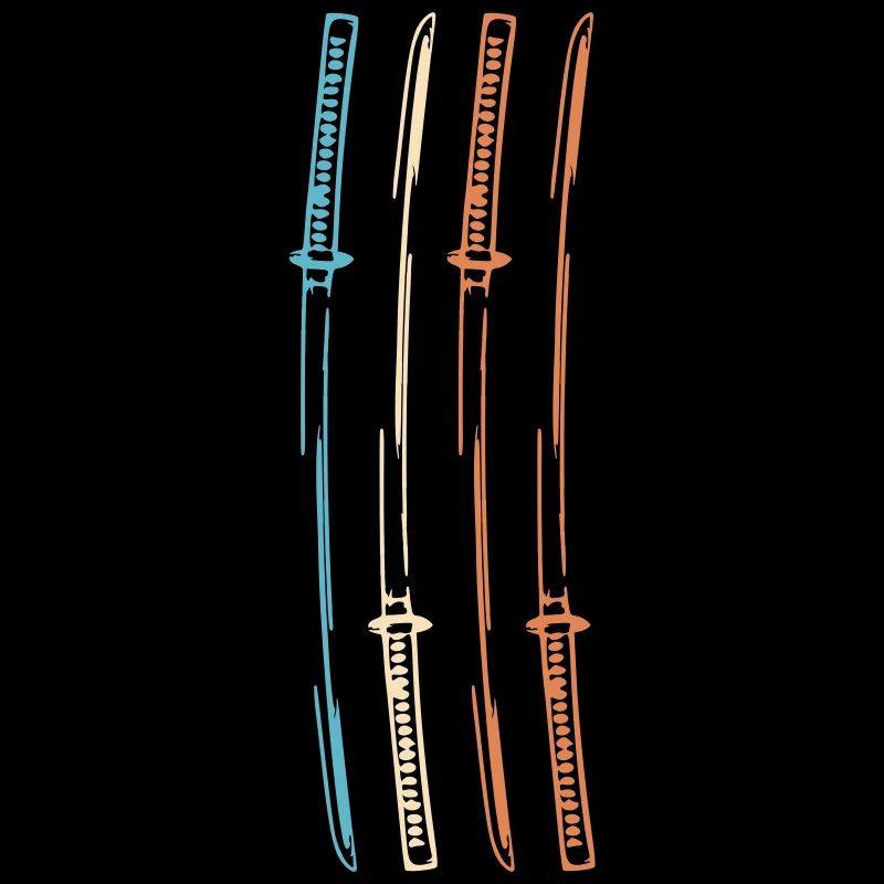 Samurai Japan Katana Ninja Sword retro vector 3