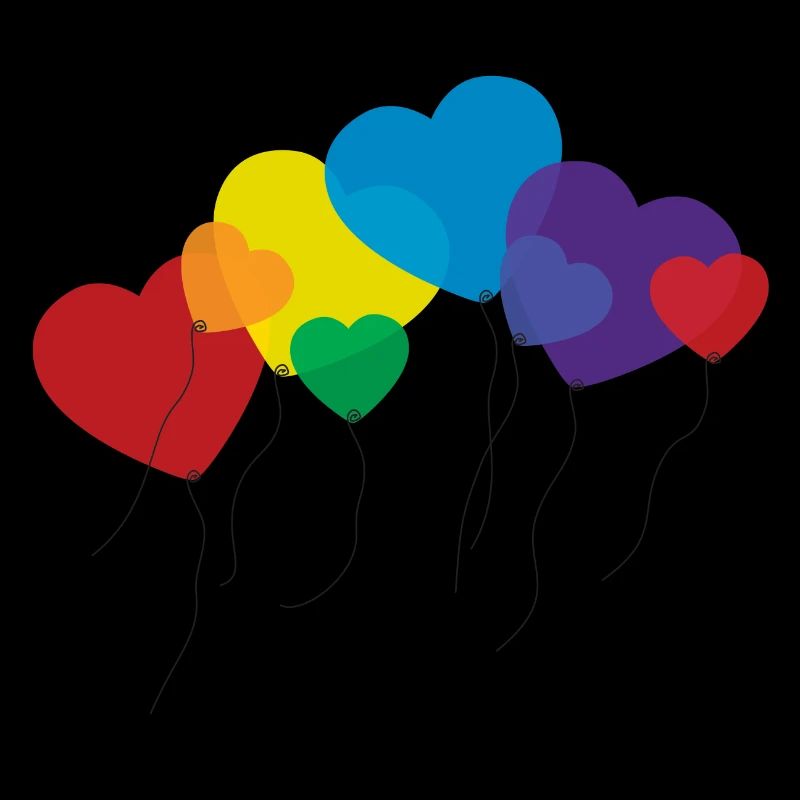 balloon hearts rainbow