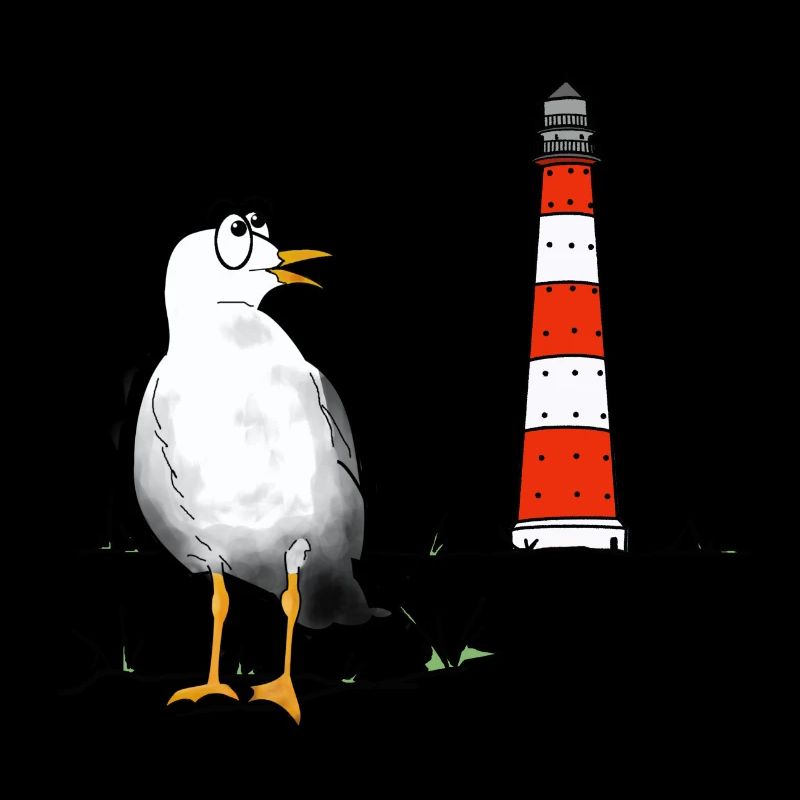 Seagull, lighthouse, sea