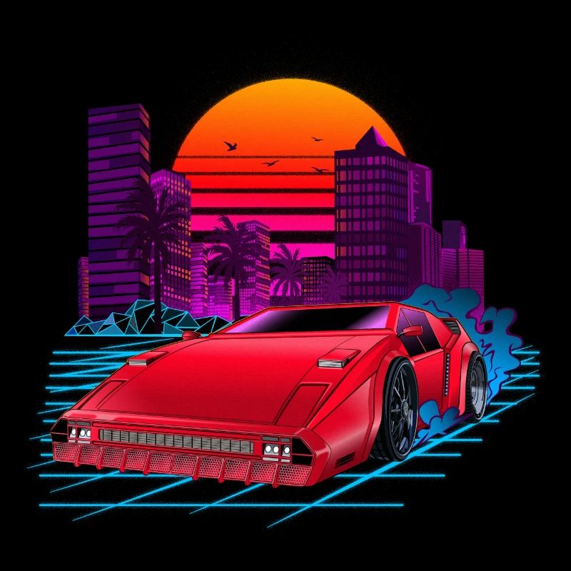 80s Synthwave Retro Car
