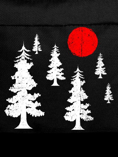 Red Sun over White Pine Silhouettes