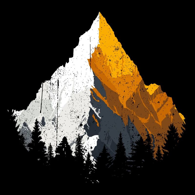 Golden Peak Mountain Silhouette