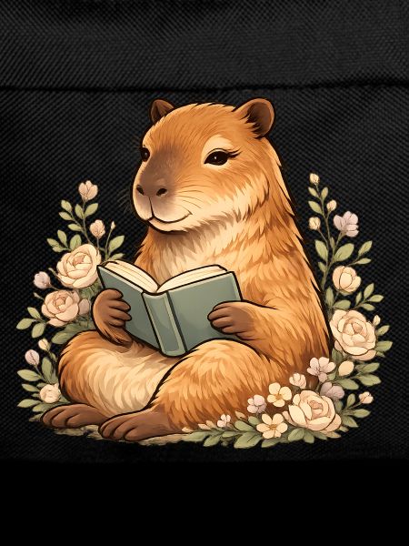 Reading Capybara with Flowers Book Lover