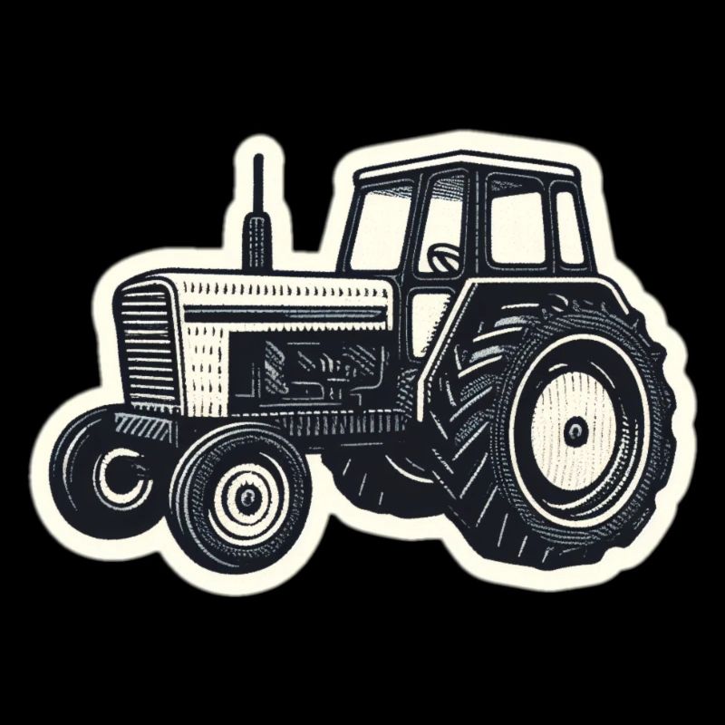 Traktor Linienzeichnung Vintage