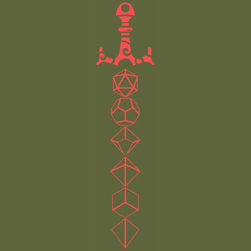 Dice Set Sword Tabletop RPG Gaming