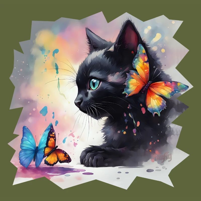 Chaton avec des papillons