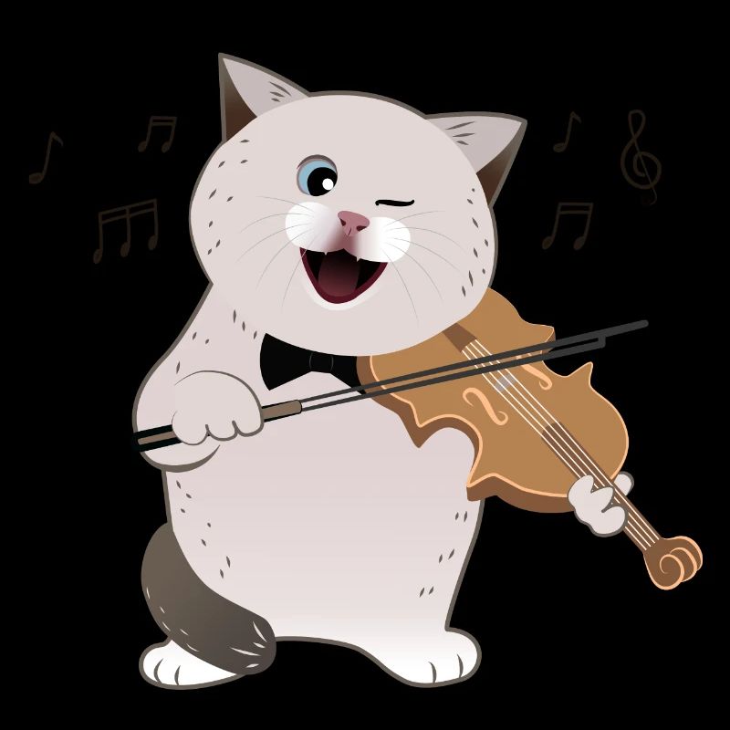 mignon chat potelé jouant du violon