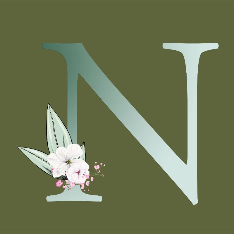 N Monogram, Floral, Personalizable