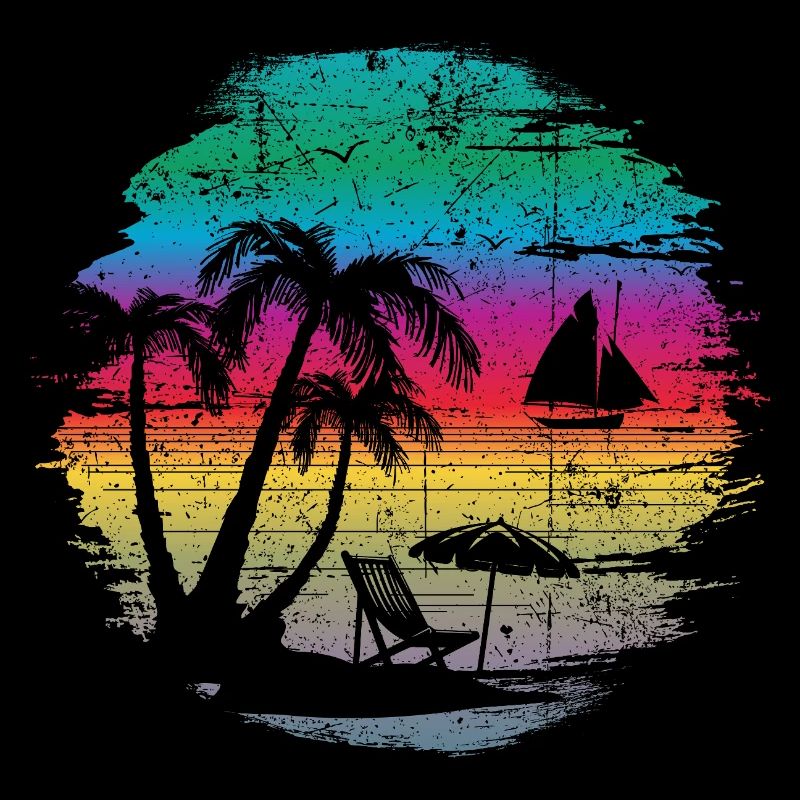 Conception de silhouette de coucher de soleil tropical