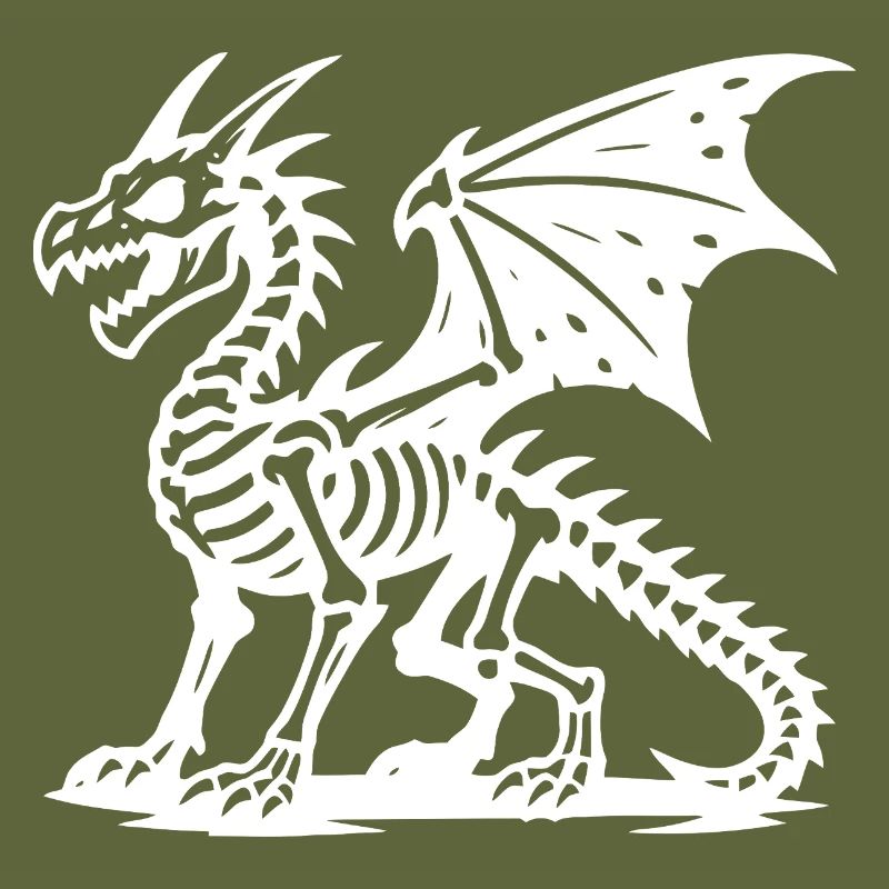 Mythical Dragon Skeleton Illustration