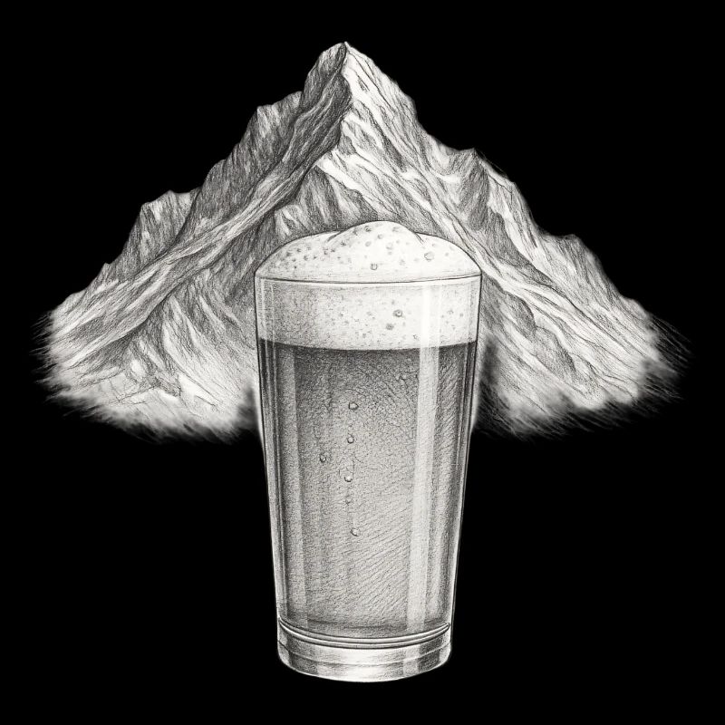 Bergblick mit Bierglas