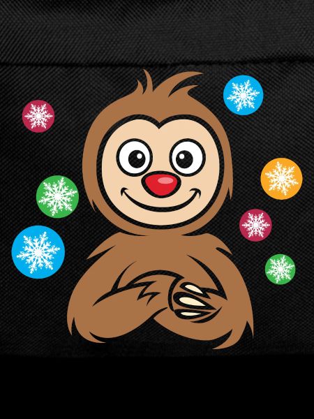 Christmas Sloth Cartoon with Snowflakes