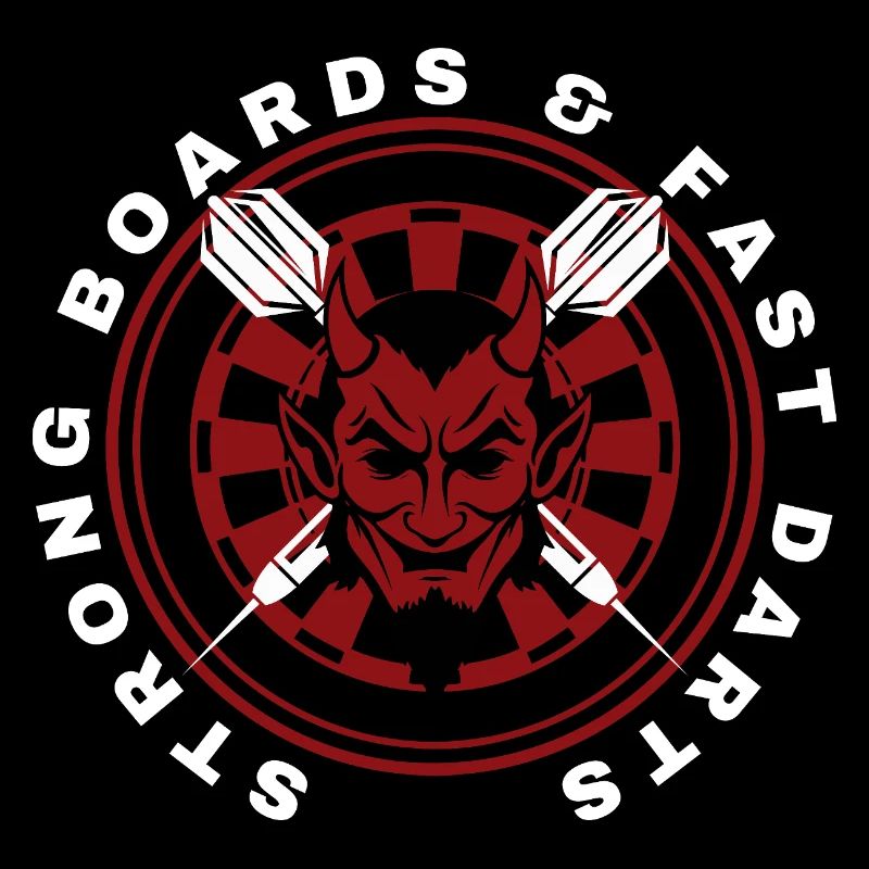 Darts, bullseye, dartboard and devil.