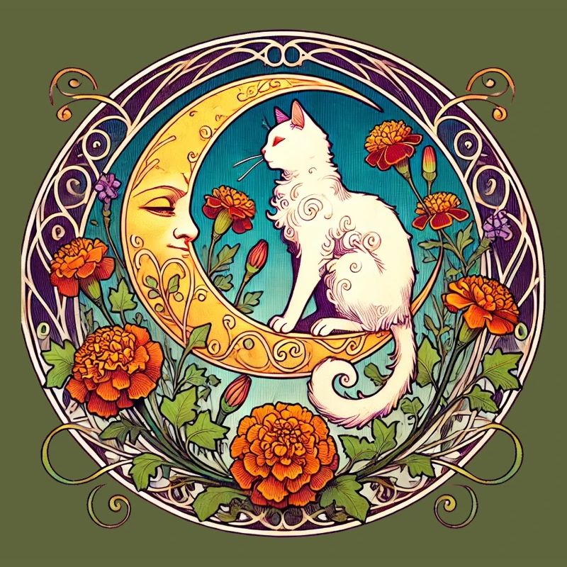 Mondscheinkatze in floralem Bogen