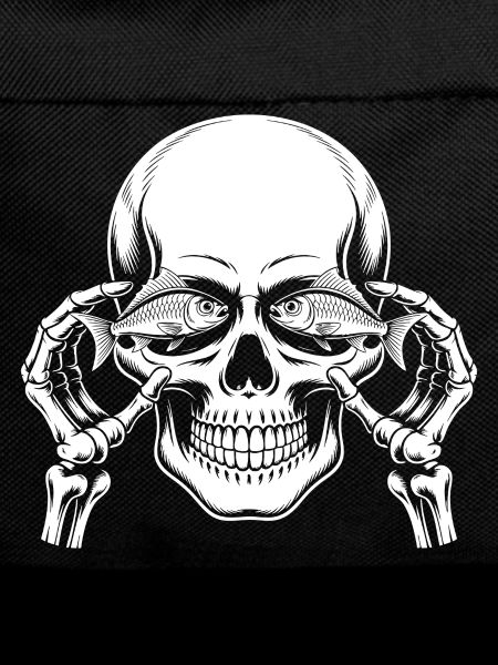 Skull motif with fish