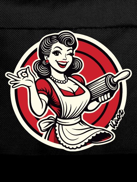 Retro-Diner-Kellnerin mit Nudelholz