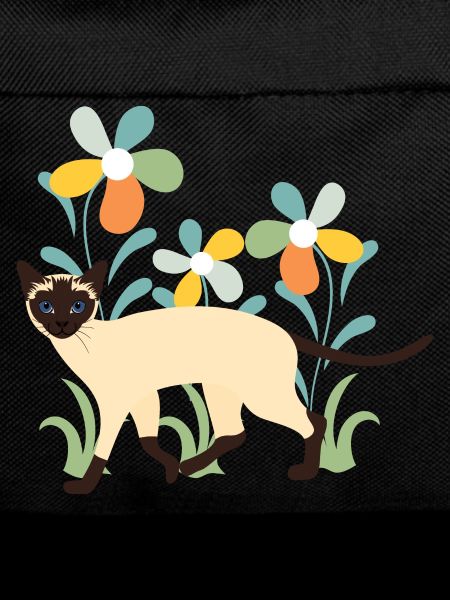 Siamese Cat and Flowers