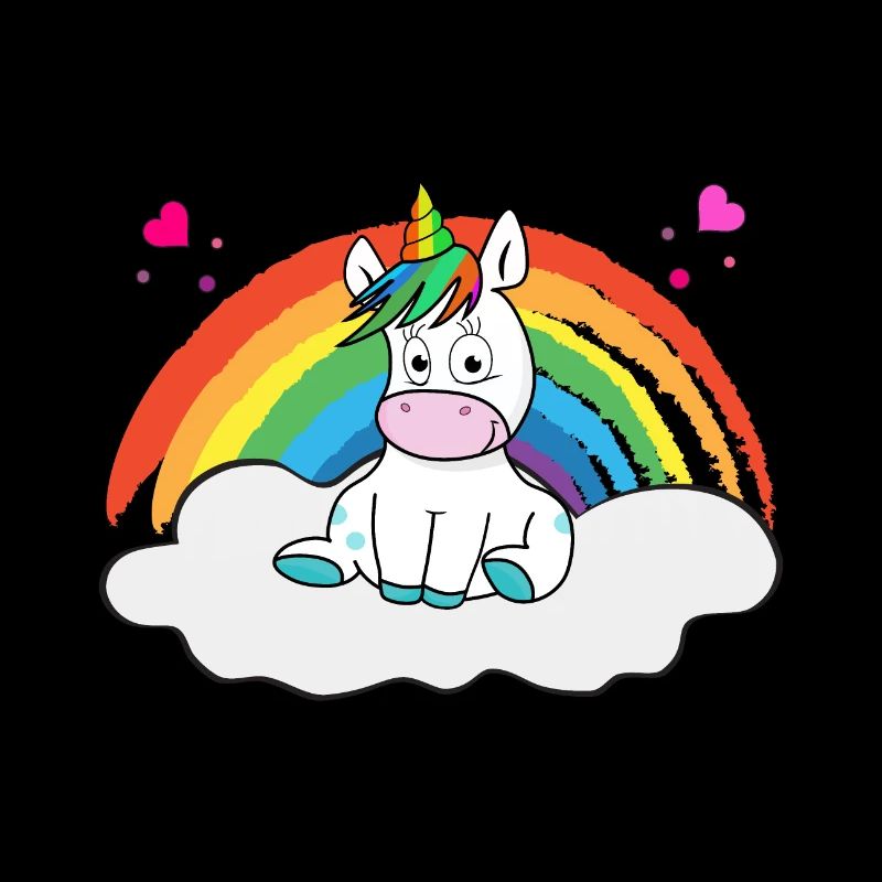 Magic unicorn on cloud with rainbow