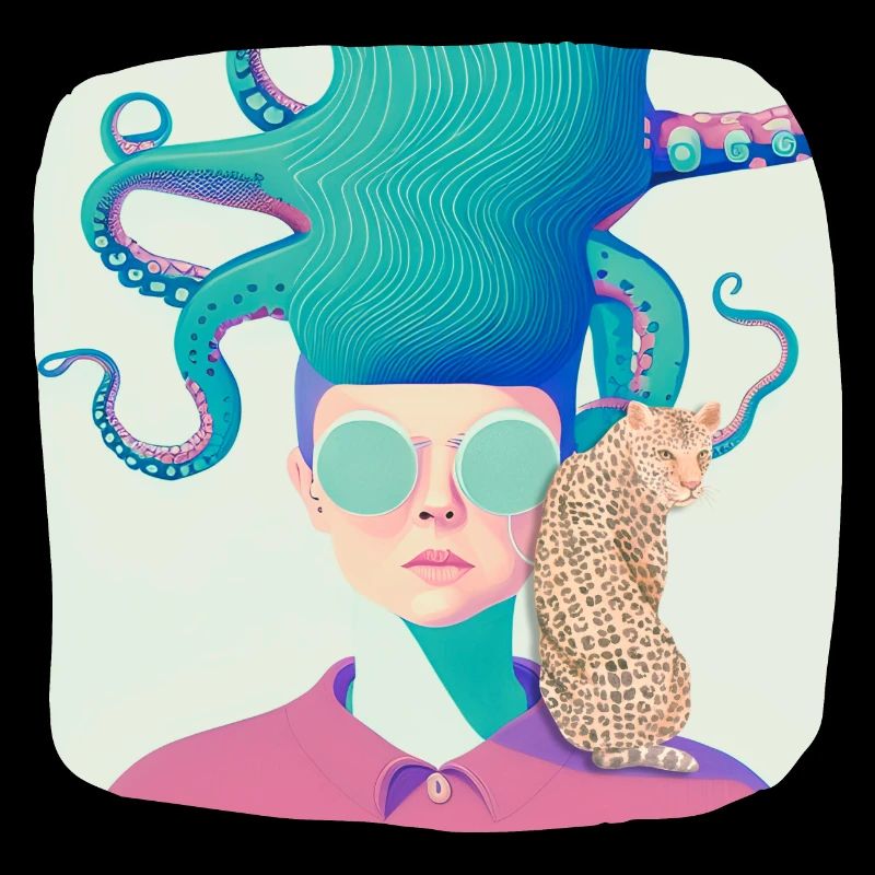 Oktopus Frau mit Leopard