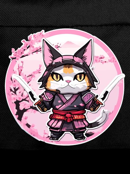 Samurai Cat & Cherry Blossoms #1