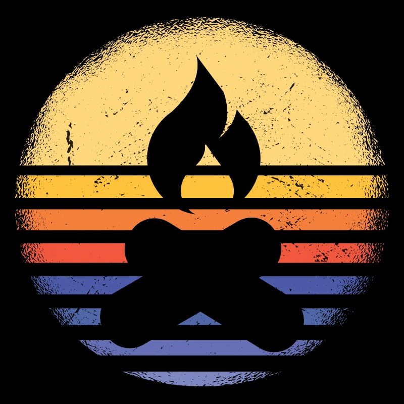 Camper Retro Sunset Camping