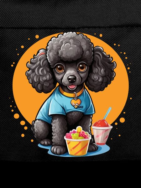 Black poodle at dessert