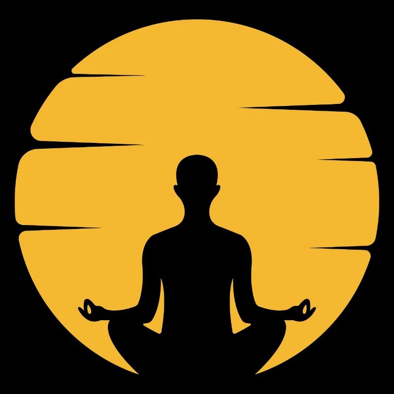 Meditative silhouette with sun circles