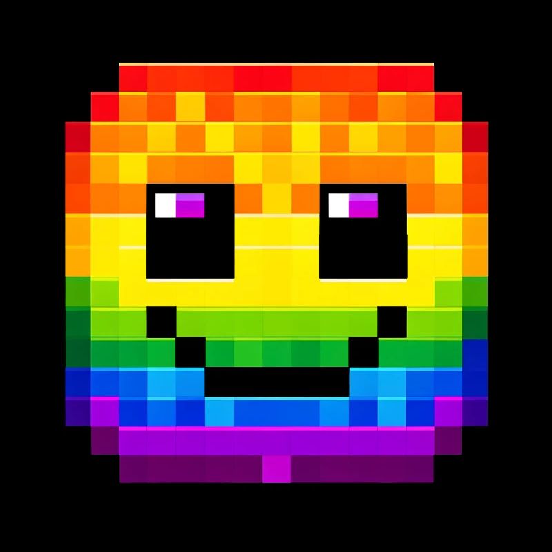 Regenbogen Pixel lächelndes Gesicht Kunst
