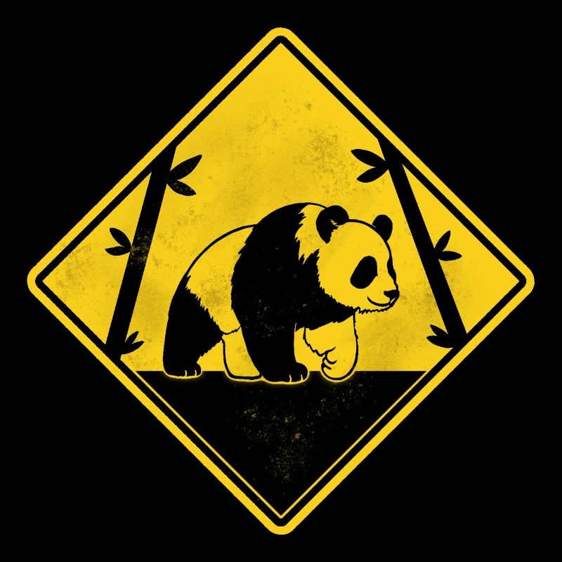 Panda panneau de signalisation jaune