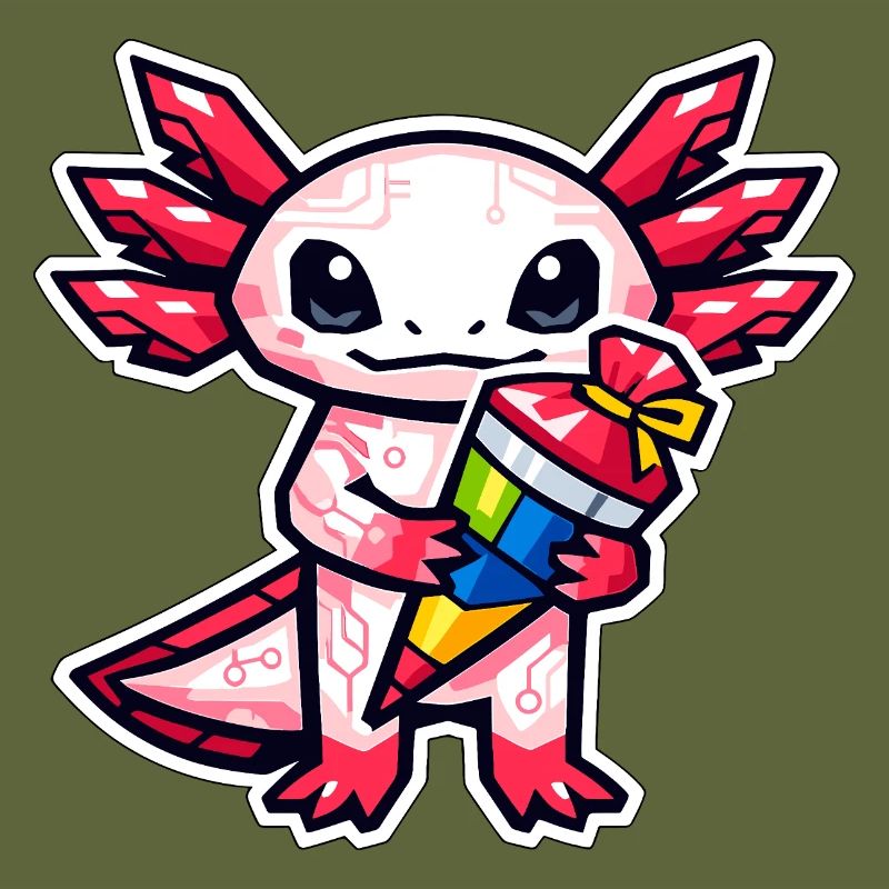 Axolotl avec cône d’école pour l’inscription scolaire