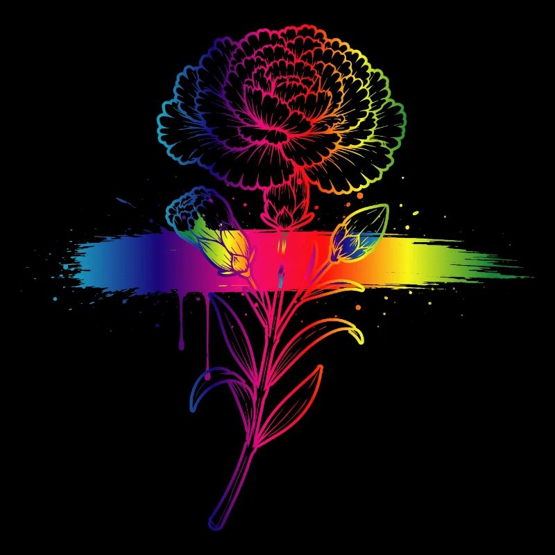 Rainbow Carnation Neon Gradient Art