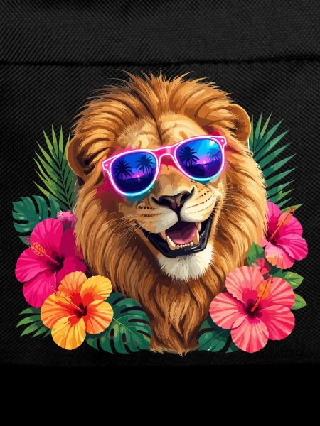 Tropical lion with sunglasses