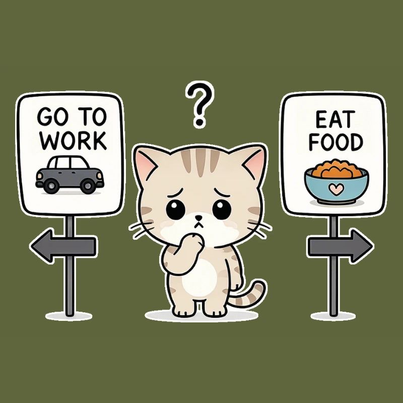 Katzendilemma: Arbeit oder Mahlzeit