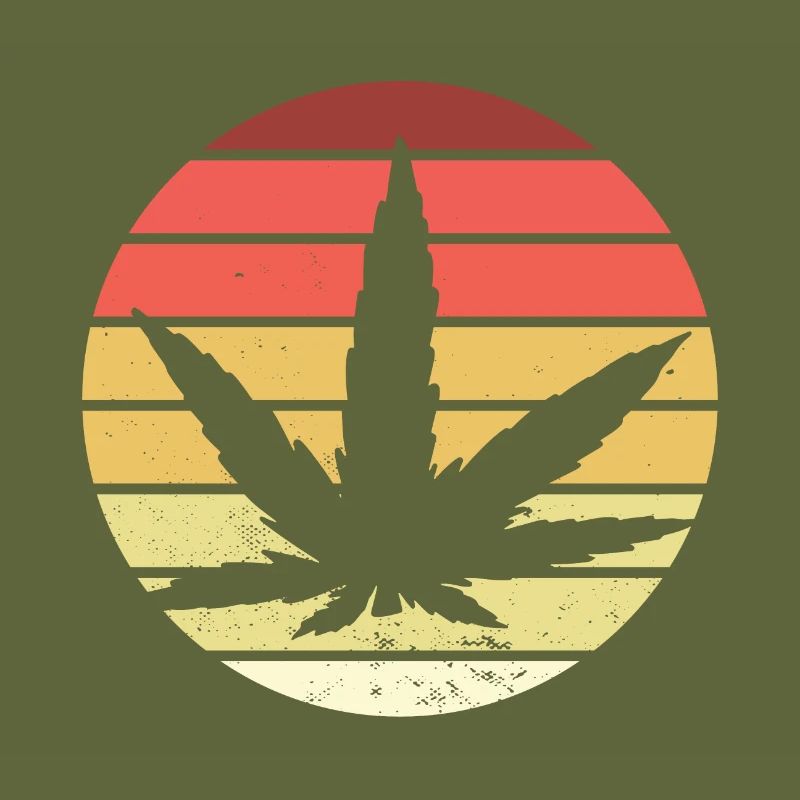 Cannabis leaf Retro Sunset