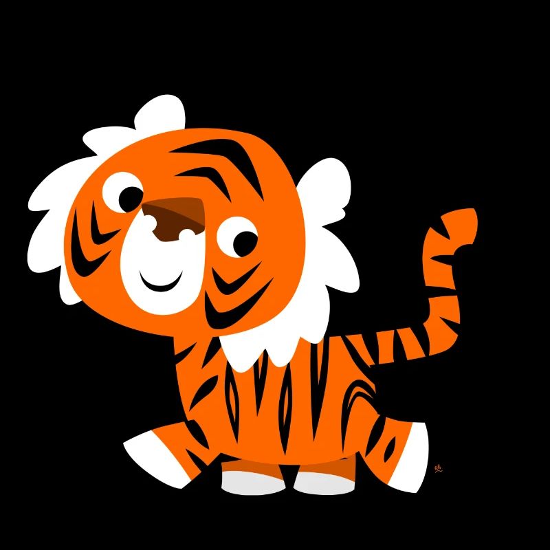 Cute Self-Confident Cartoon Tiger by Cheerful