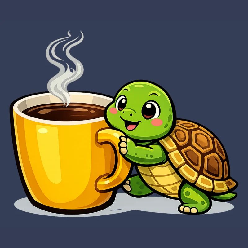 Coffee Turtle with Steaming Mug