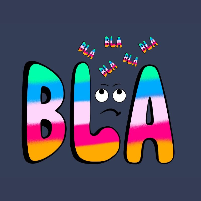 BLAH BLA BLA Rainbow font on black