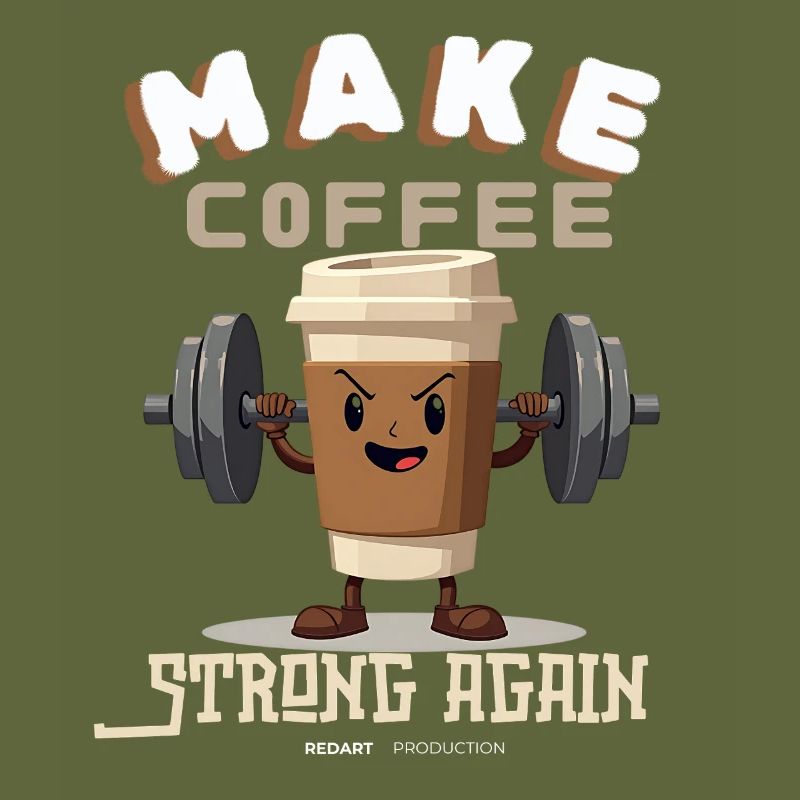 Make Coffee Strong Again Cartoon Design